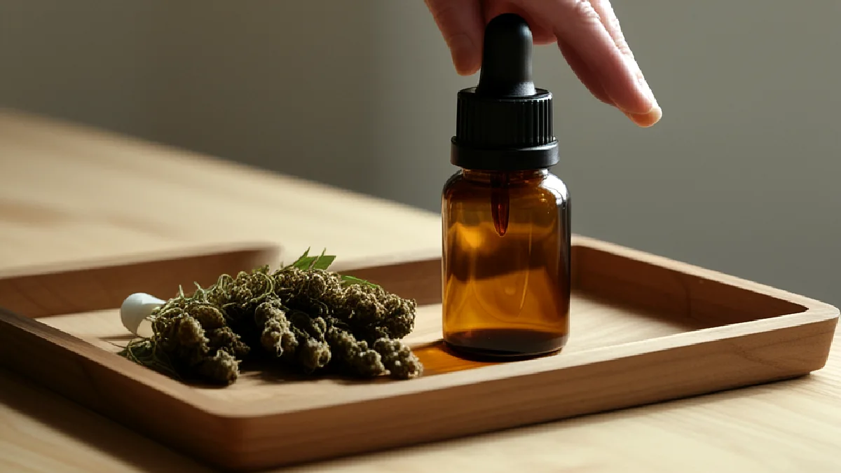 Manos enguantadas clasifican envases simples de CBD mientras los compradores enfrentan incertidumbre ante el nuevo límite federal de THC.