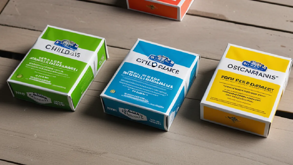 Generic cannabis packages with contrasting designs show how regulators may assess visual features considered attractive to children.