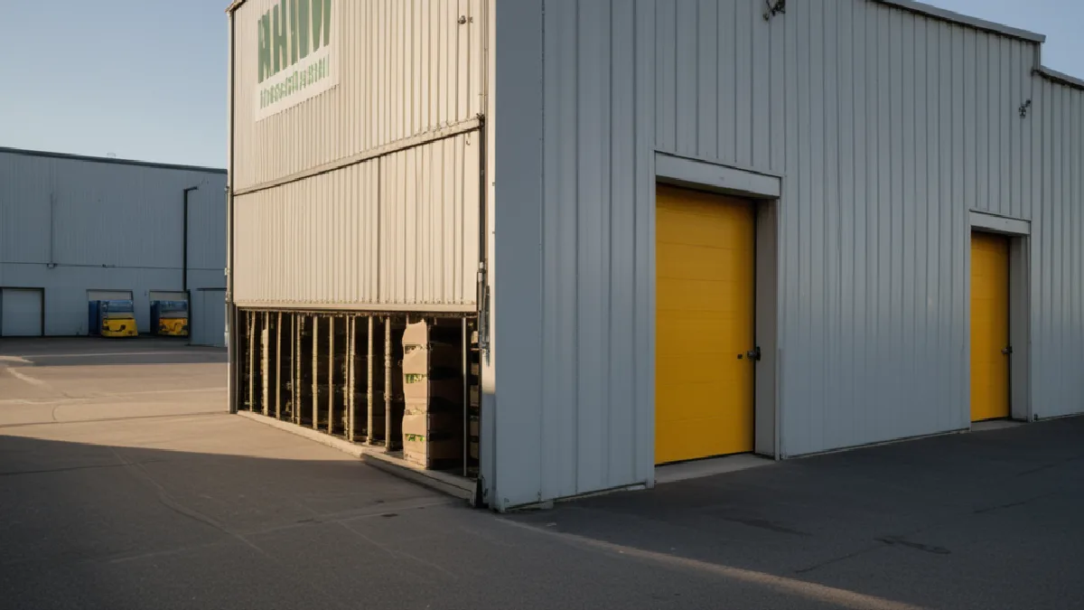 Workers organize sealed delivery orders in a loading bay, highlighting operational capacity and investment risks.