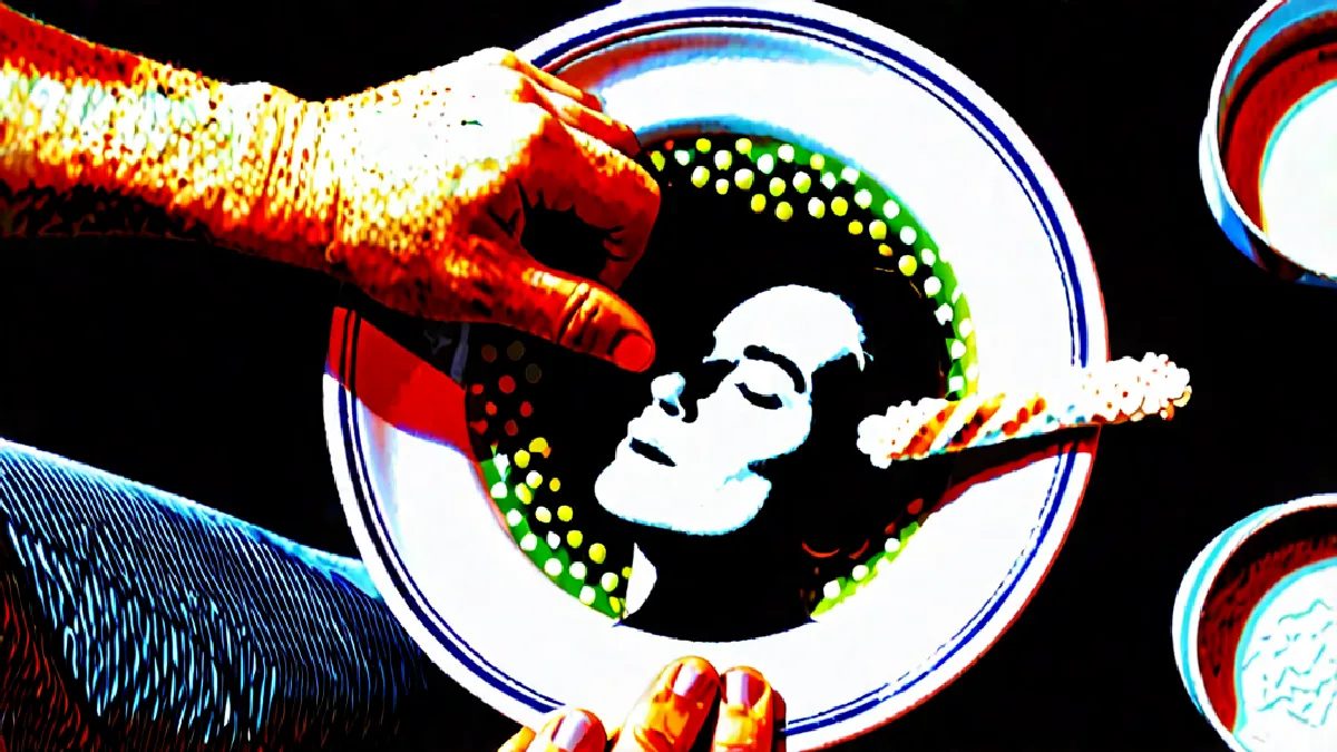 plain confections on a neutral ceramic plate, no packaging, illustrating bud lords take: mindful consumption and integration