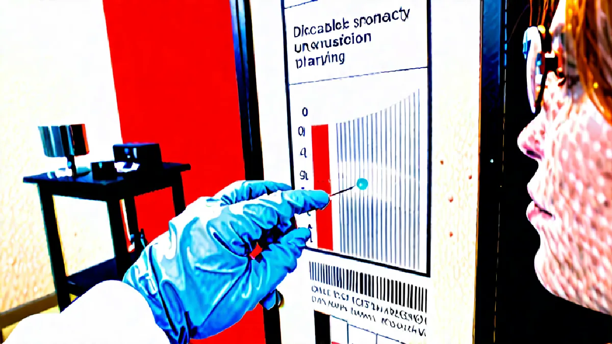 A gloved researcher loads an unlabeled vial into equipment used to detect psilocin.