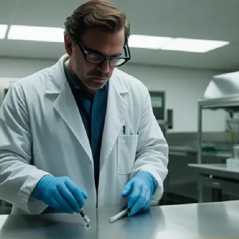 A technician wearing nitrile gloves operates scientific equipment in a clean, modern analytical laboratory.