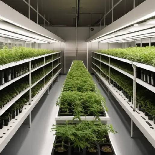 Cannabis plants stand inside a secure storage room representing federal policy changes facing DMV delivery operators.