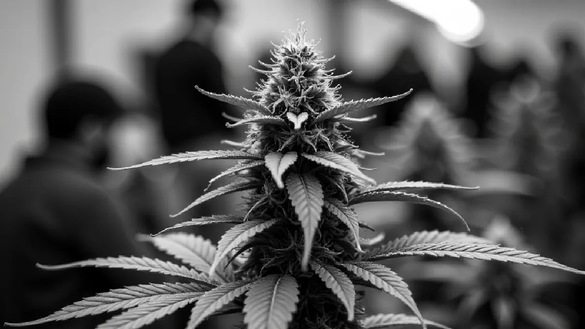 close-up cannabis flower on a neutral surface, illustrating medical applications and patient benefits