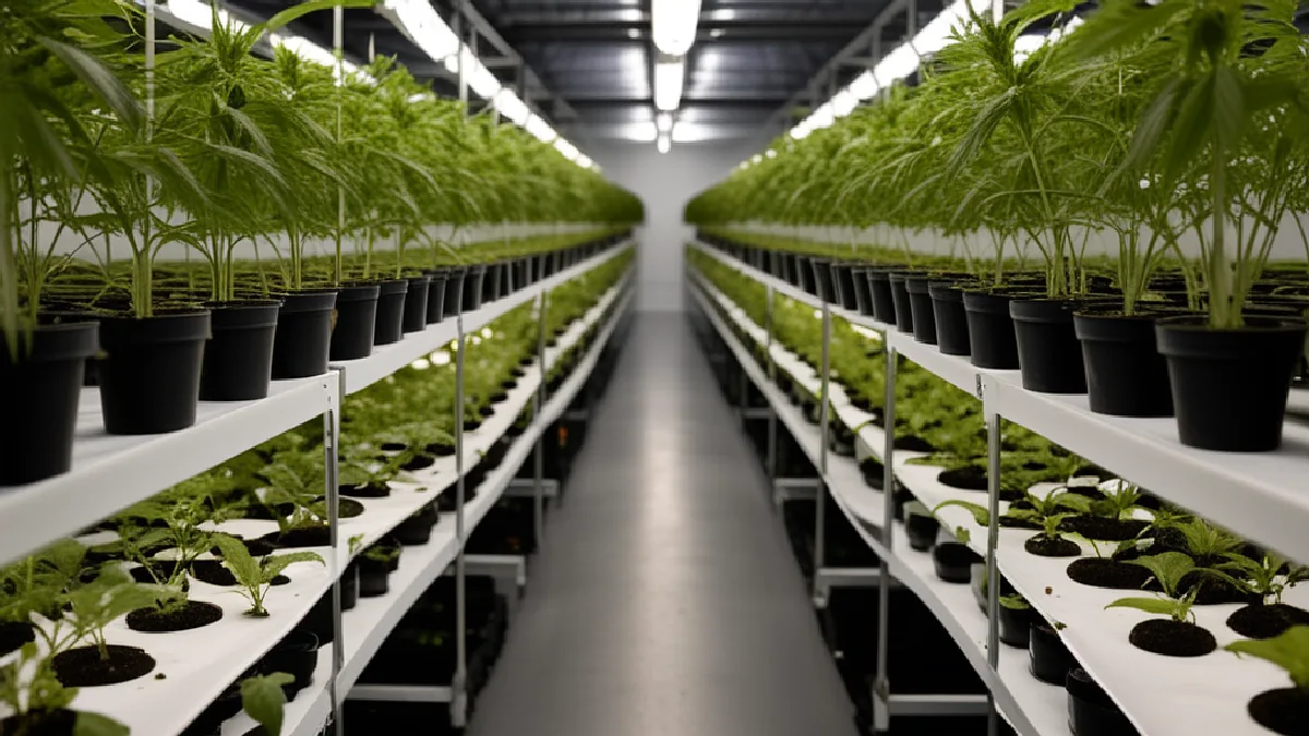 A controlled cultivation room evokes the regulatory and equity questions states address as cannabis markets develop.