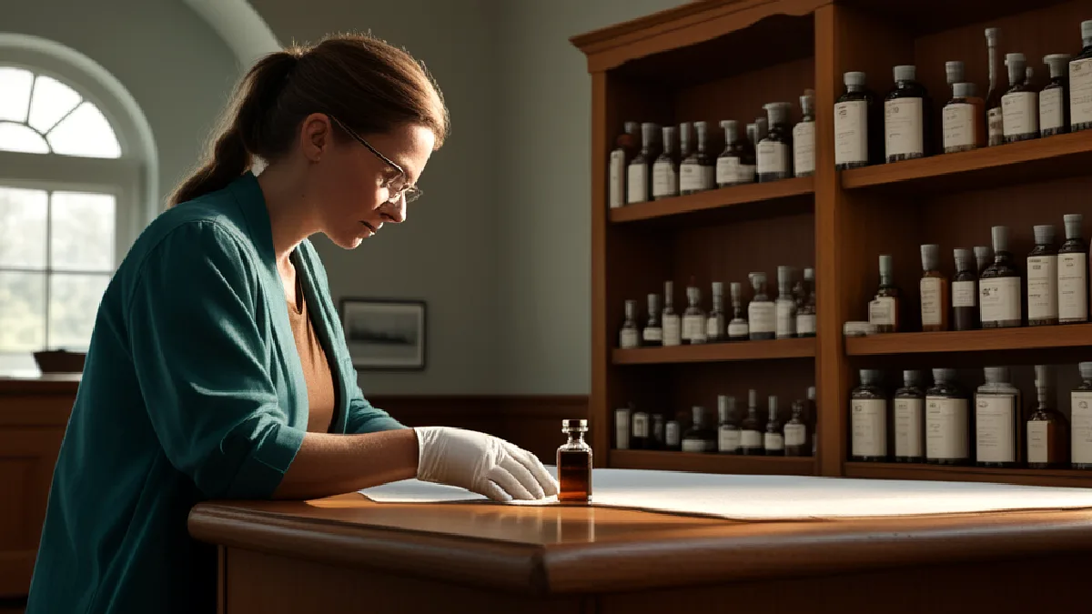 Un comptoir de pharmacie réglementé reçoit un produit cannabinoïde, conformément à la proposition du Senate Bill 1, qui prévoit un canal de vente unique.