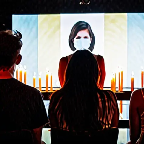 Silhouetted people gather beneath atmospheric light, suggesting shared intention and belonging in altered-state communities.