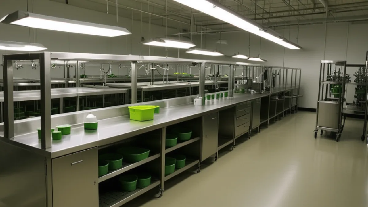 An idle cannabis processing room conveys the severe operational impact of Michigan’s record enforcement action.