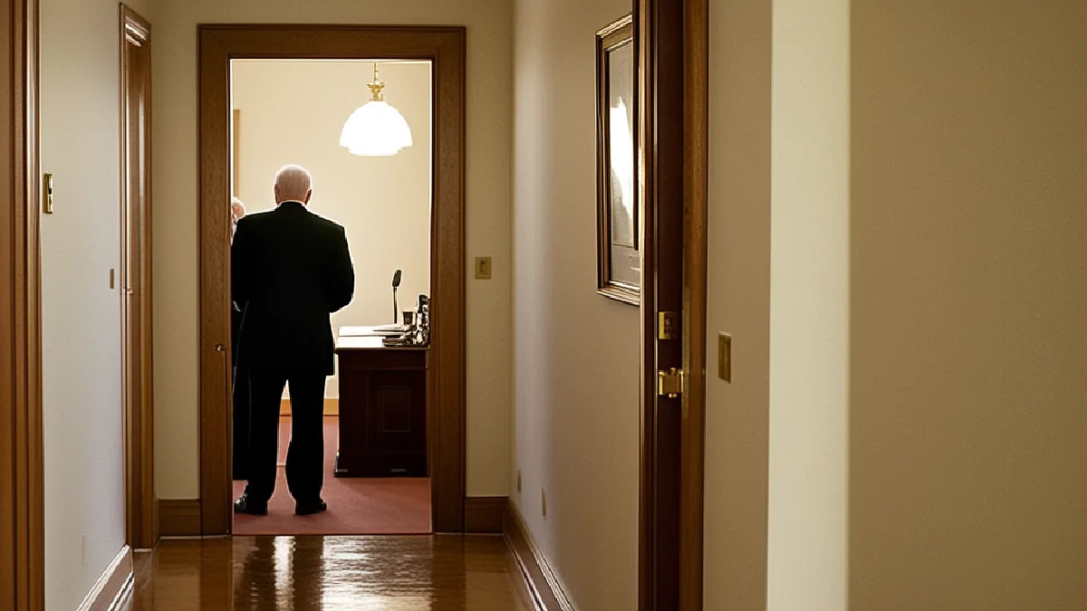 Officials approach a Pennsylvania Capitol hearing room ahead of a scheduled committee discussion on legalization.