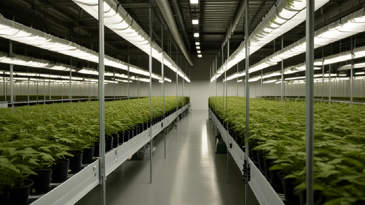 A climate-controlled cannabis grow room represents how tax structures can shape costs throughout regulated supply chains.