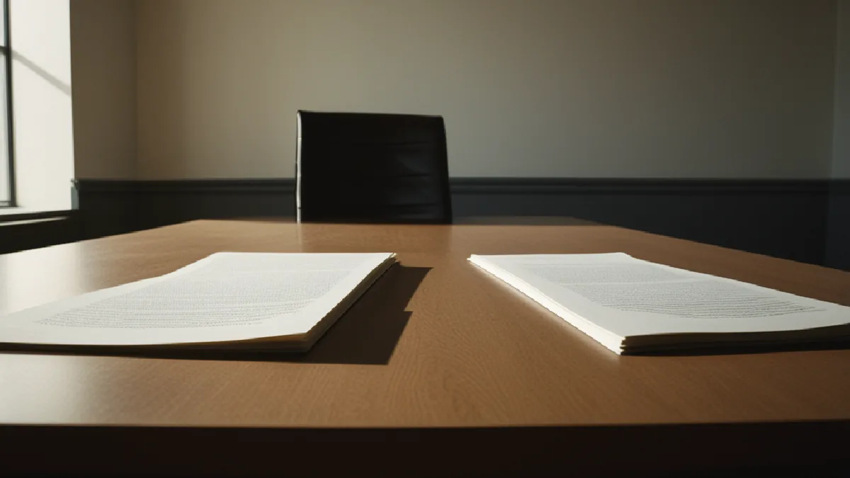 An unmarked office barrier and cannabis shadow symbolize disputed federal relief eligibility for a data company.