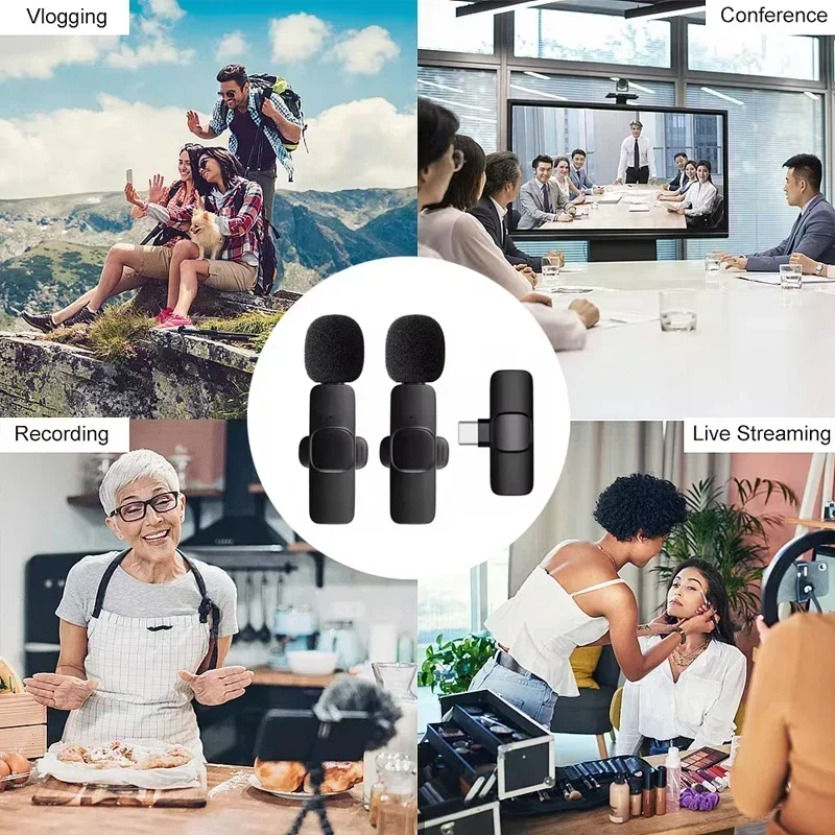 Thumbnail: XIKCU Portable Wireless Lavalier Microphone Audio Video Recording Mini Mic For i