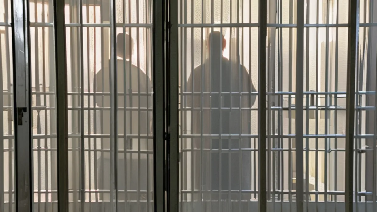 An aging prison housing unit stretches into the distance, evoking the growing reality of de facto life sentences.