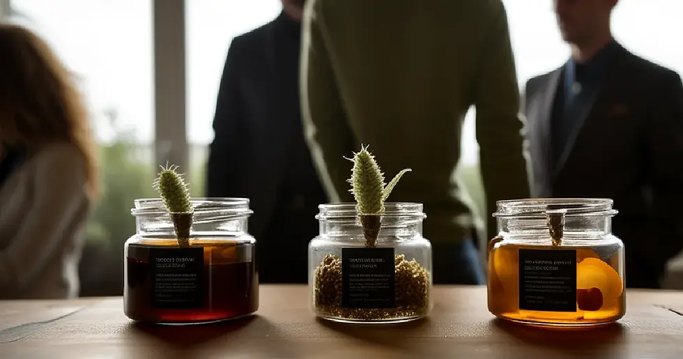 Unmarked flower samples and glass tools evoke the craft and sensory focus of the 2026 Cannabis Cup.