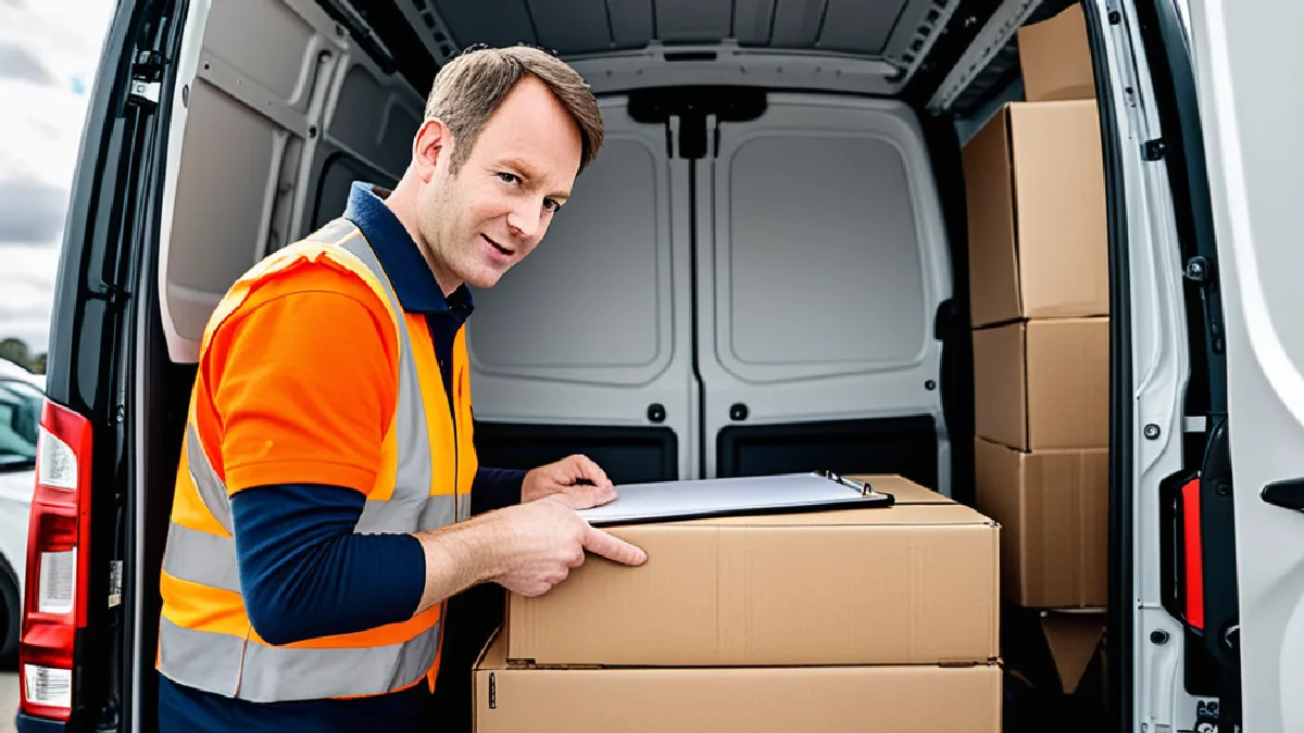 Shipping package and courier manifest paperwork inside a delivery vehicle, highlighting how state regulations impact cannabis transport and logistics.
