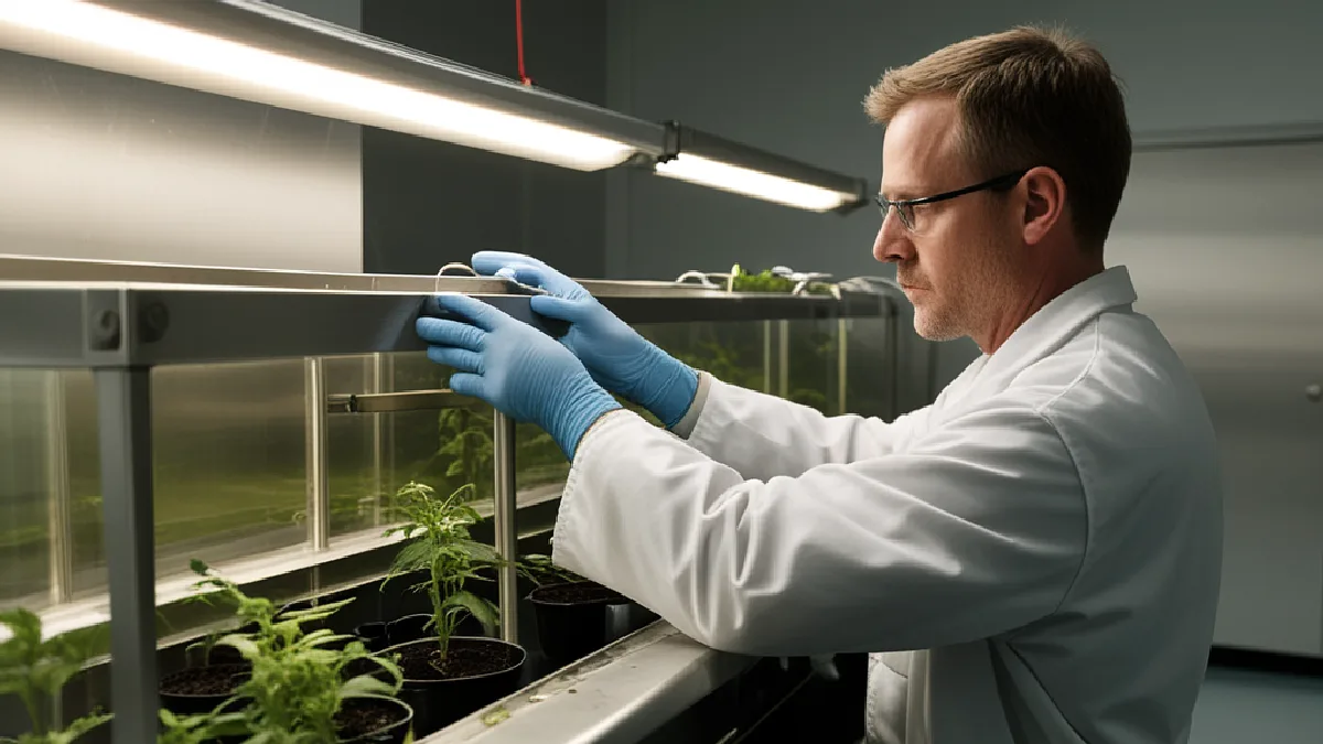Un técnico ajusta equipos de cultivo, como representación del monitoreo continuo de las tendencias de consumo juvenil y los próximos pasos en materia de políticas.