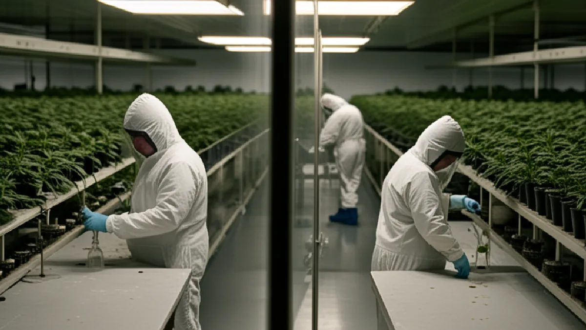 Des employés portant des gants inspectent des plants et les contrôles de traçabilité au sein de l’installation du Michigan visée par l’enquête réglementaire.