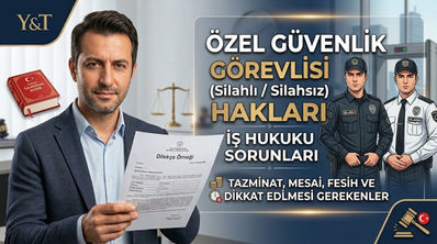 Özel güvenlik görevlilerinin iş hukuku kapsamındaki hakları nelerdir? Silahlı ve silahsız güvenlik çalışanları için tazminat, fazla mesai ve fesih hakları rehberi.