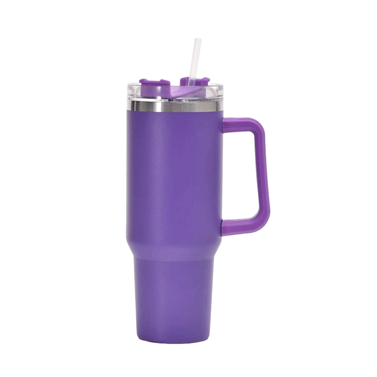 Purple Insulated Stainless Steel Tumbler with Handle