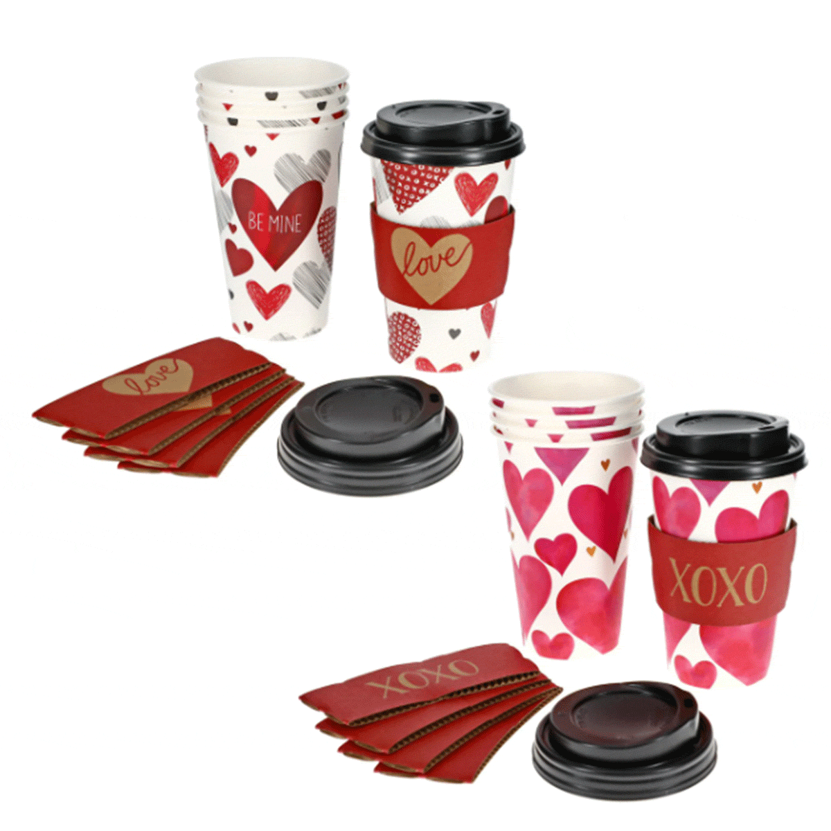 Valentine's Day Printed Coffee Cups w/ Lids