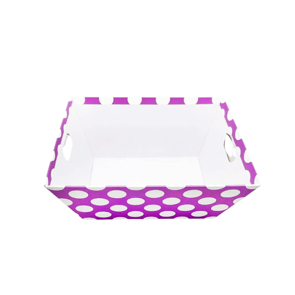 Thumbnail: Purple Paper Storage Basket with Polka Dots