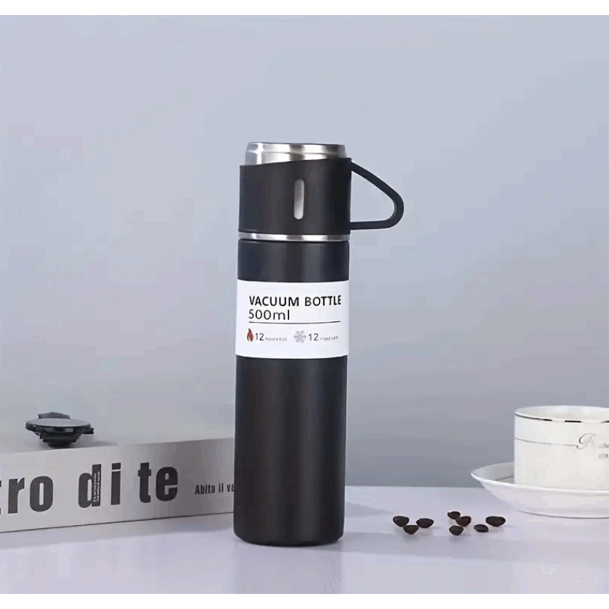 Black Metal Vacuum Bottle