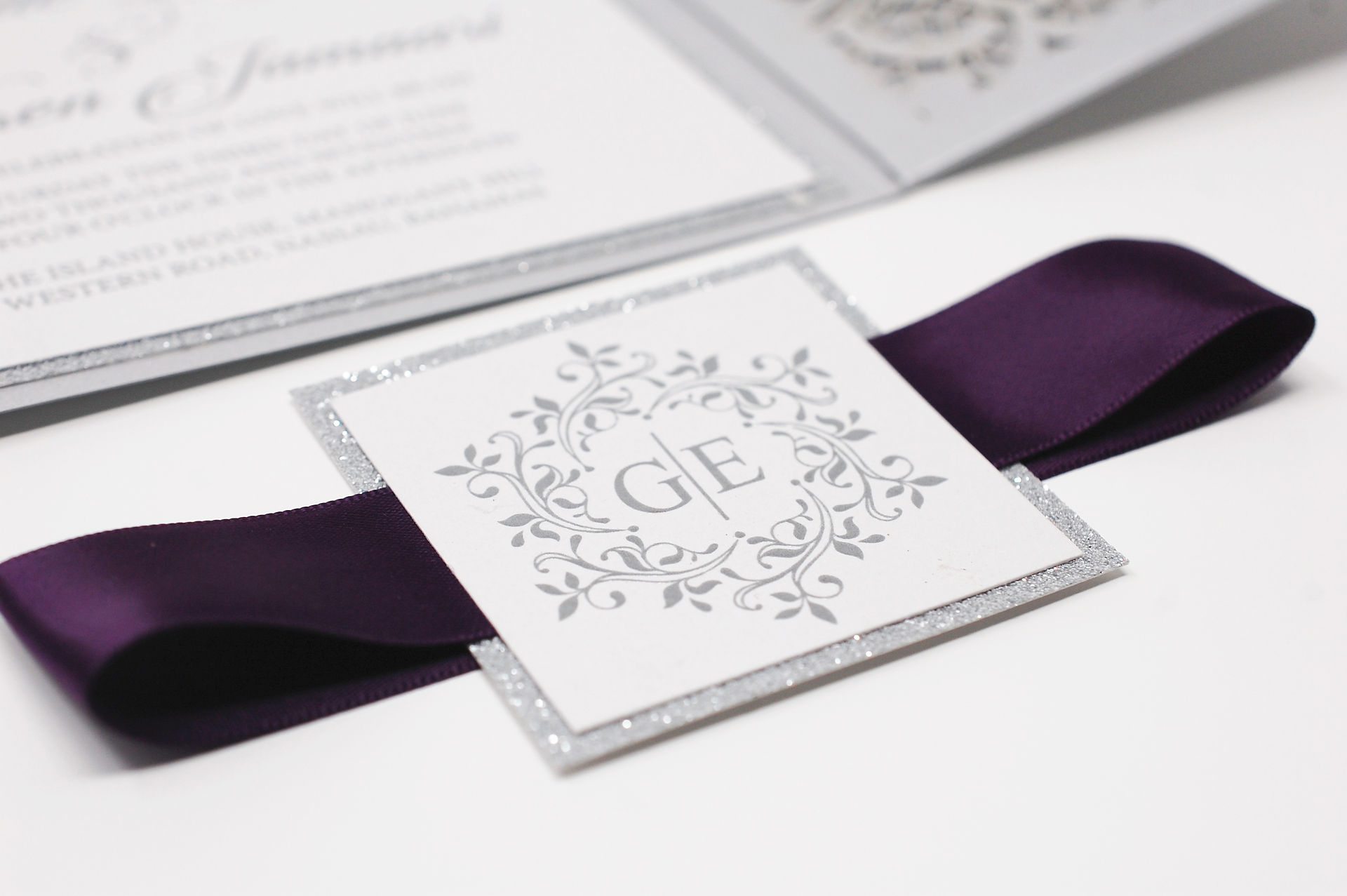 Monogram with ribbon bellyband