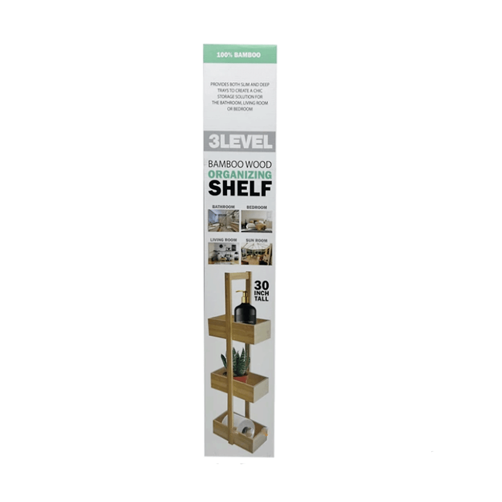 Thumbnail: 30" Three-Level Bamboo Wood Shelf Organizing Unit