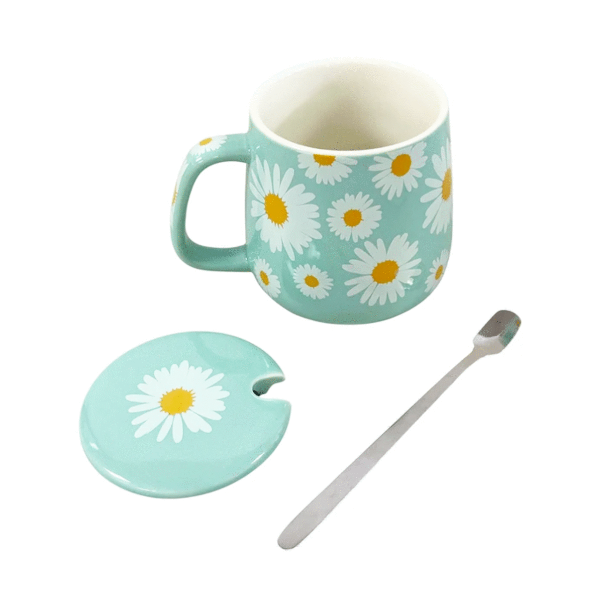Daisy Mug Warmer Set with Ceramic Mug and Lid