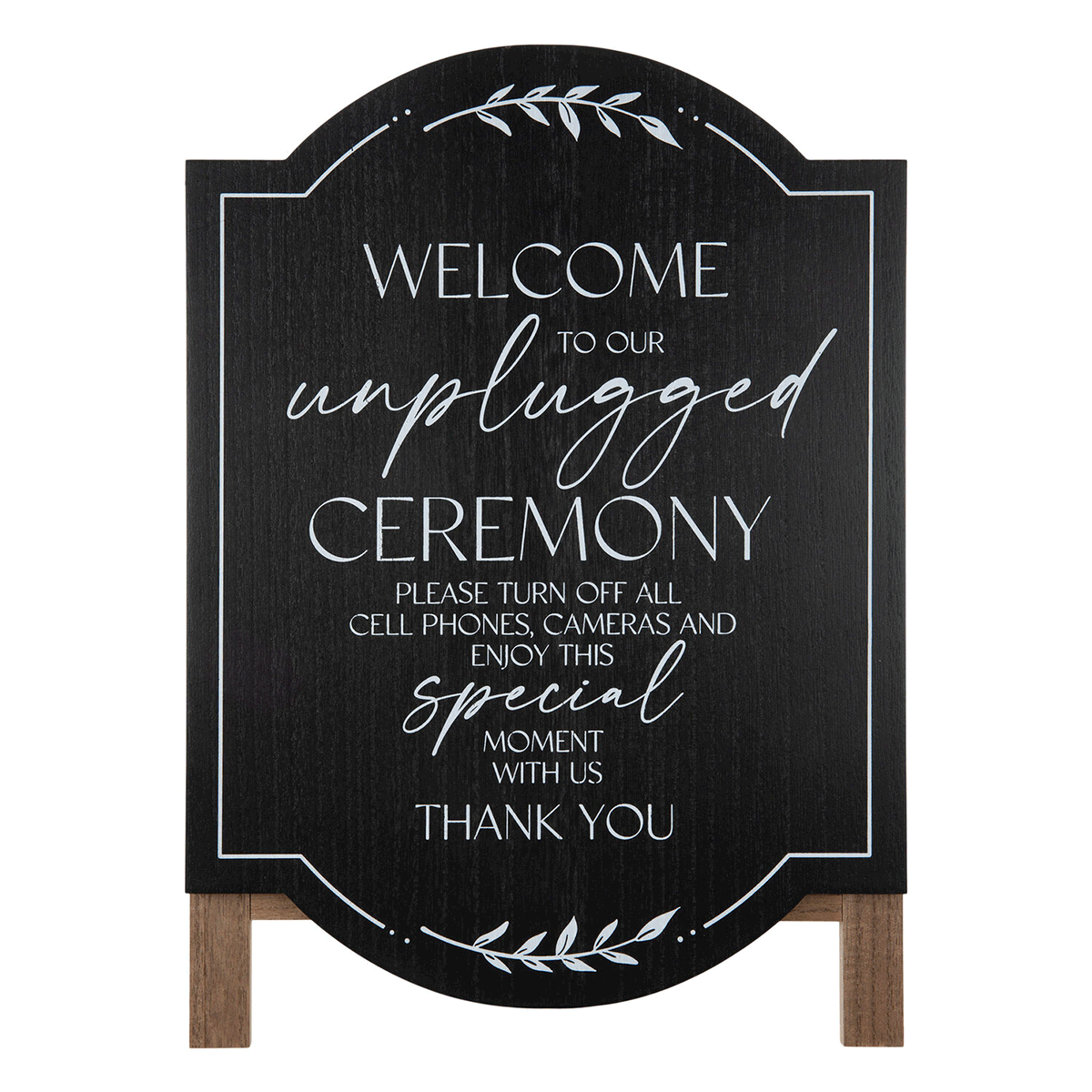 Black Unplugged Ceremony Wood Sign