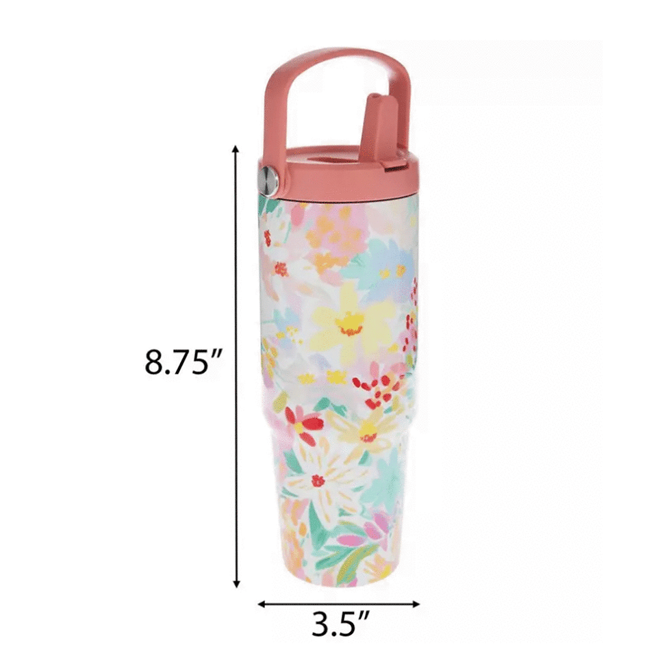 Thumbnail: Watercolor Flowers Metal Tumbler