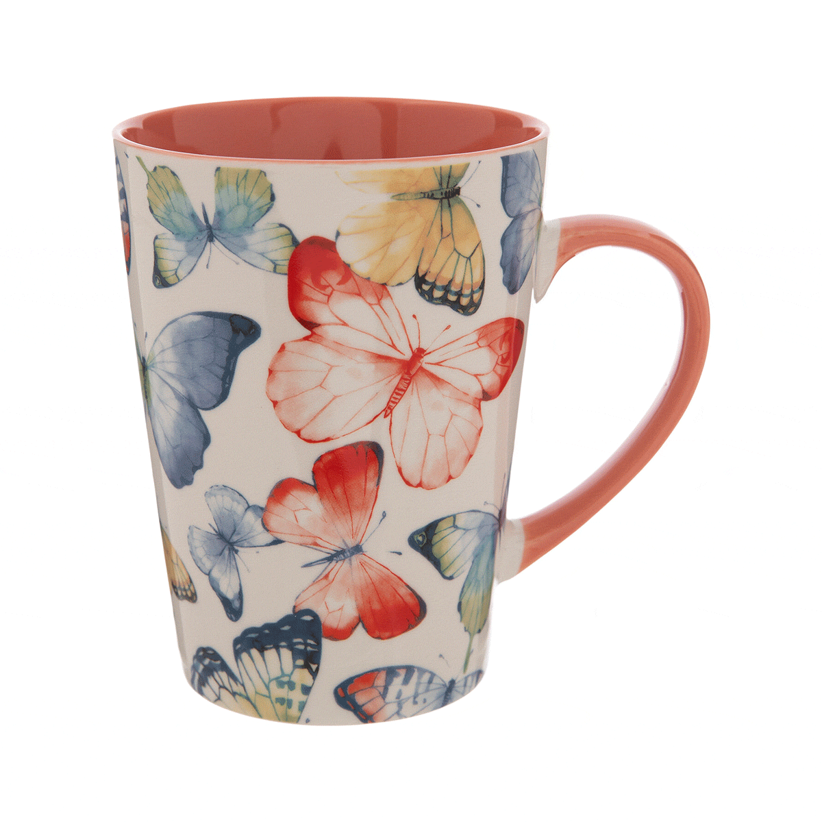 Coral and Blue Butterfly Mug