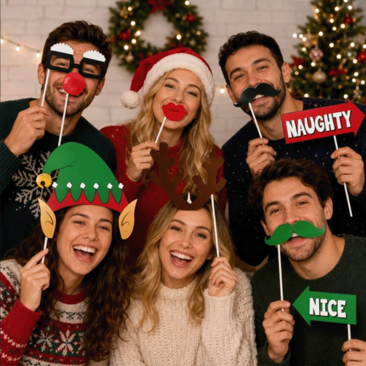 20pc Christmas Photo Booth Accessories Kit