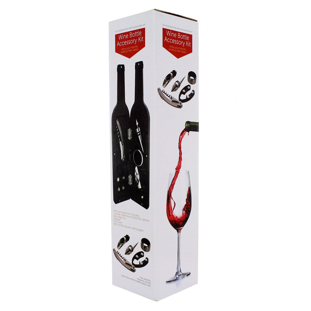 Wine Bottle Accessory Kit in Bottle-Shaped Case