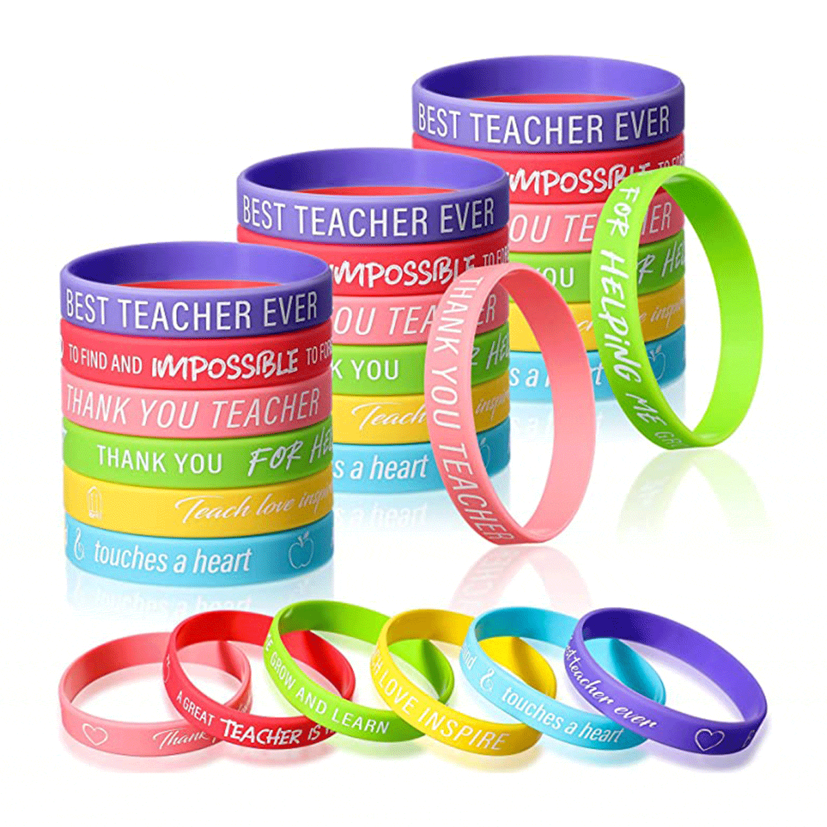 Assorted Teacher Appreciation Silicone Bracelets