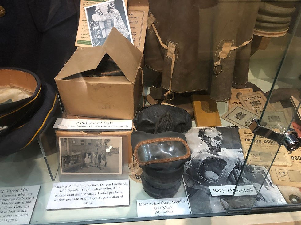 display of gas masks in Savannah, Georgia
