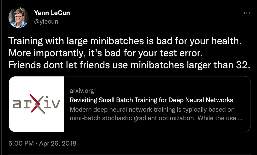 Yann LeCun Tweet On Batch Size