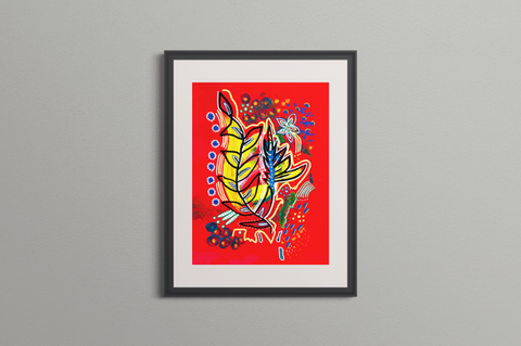Primavera, red, yellow, and blue floral painting by Fior De La Cruz | FD Studio RI