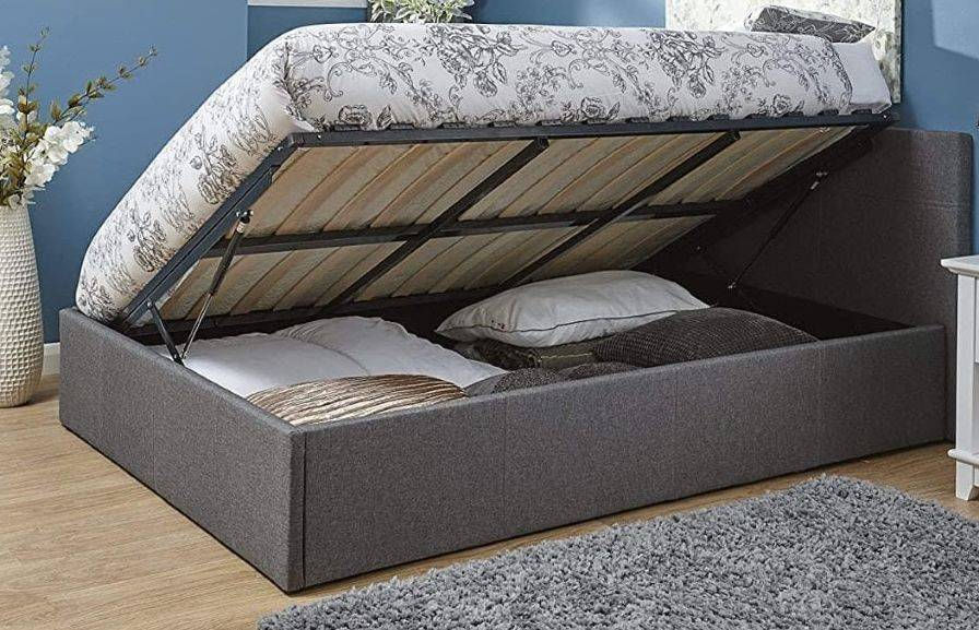 SIDE LIFT OTTOMAN KING GAS LIFT STORAGE BEDSTEAD WITH  OXFORD 9 INCH DEEP QUILTE
