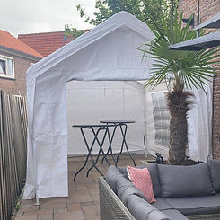 Klantenfoto Witte partytent 3x4 huren Delft Den Haag Rotterdam