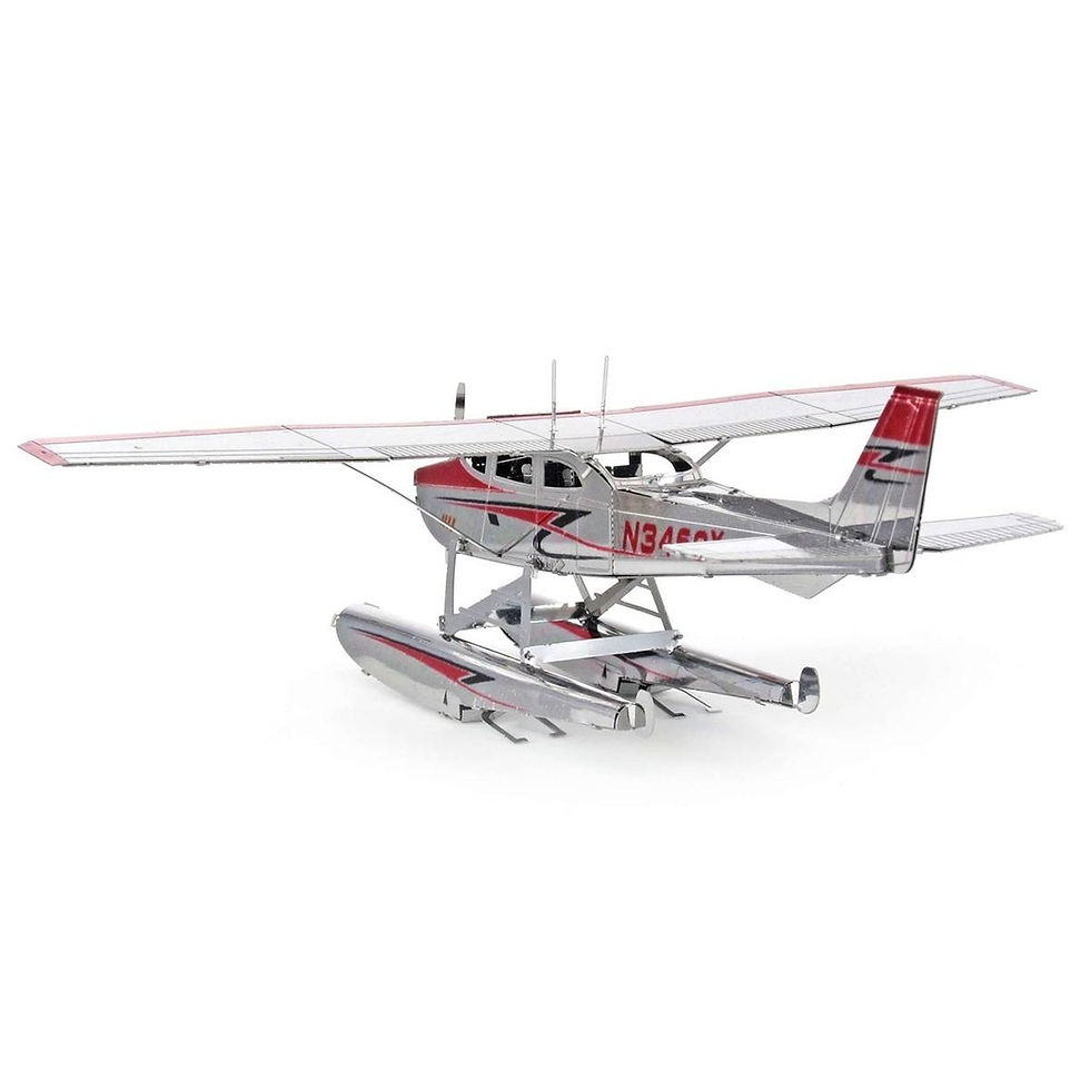 Miniatyrbild: Metal Earth Cessna 182 sjöflygplan färgat rostfritt stål 3D-metallmodellbyggsats DIY