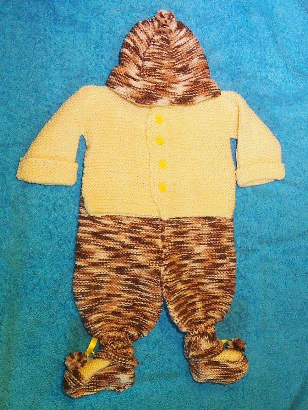 handmade baby boy knitted outfit beanie jacket pants booties