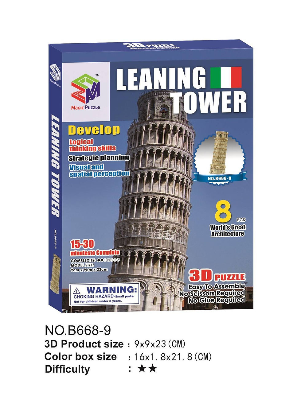 Miniatyrbild: Lutande tornet i Pisa 3D-pussel DIY MP-B668-9