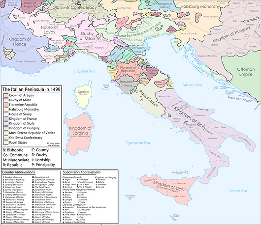 Italian Peninsula 1499 AD