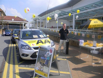 me and my AA driving school car outside at a local hampshire driving lessons event.