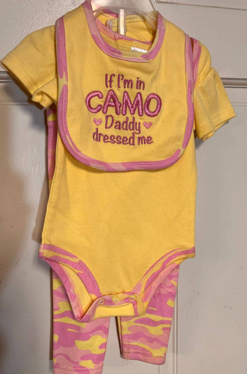 Girls Baby 3-6 Months Three Piece Camouflage  Outfit