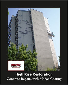Concrete repairs and Modac coating, water proofing on high rise in Hyde Park Chicago