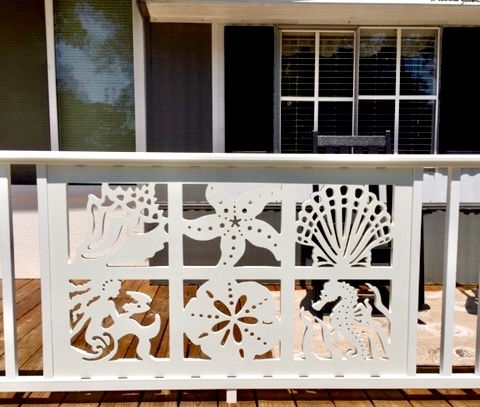 Thumbnail: ® Starfish Conch Scallop Mermaid Sand Dollar & Seahorse Gate Panel 54"x36"