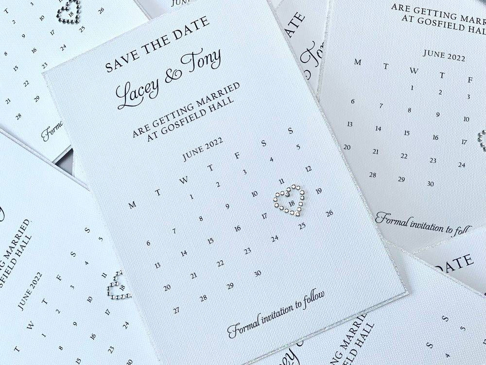 Glitteratti White Shimmer Calendar Save the Date
