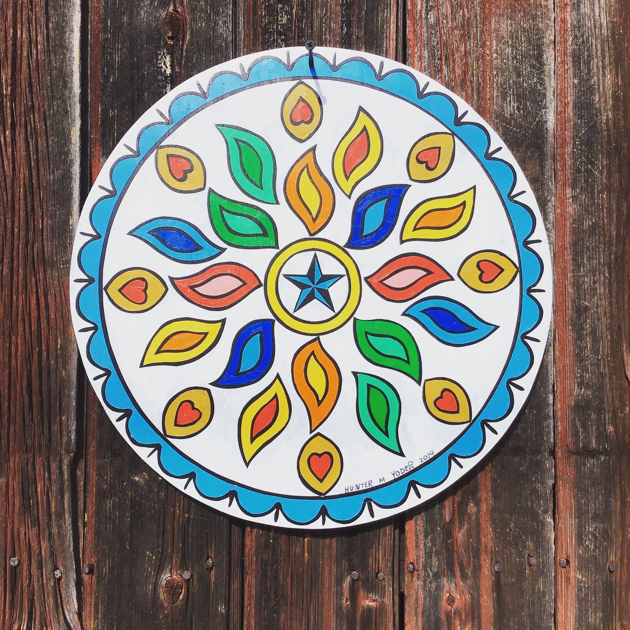 Vintage Hex Sign after Johnny Ott, 16" diameter